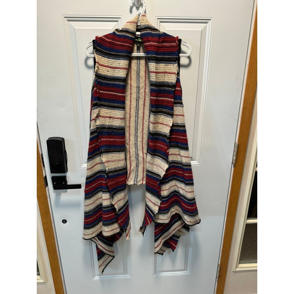 Women's Sam Edelman‎ Elsie Vest Striped Open Front Waterfall Shawl Size Large